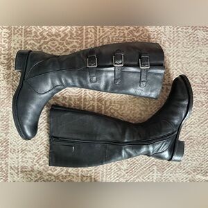 ECCO Hobart Black Leather Buckle Boots | Knee High Womens 39